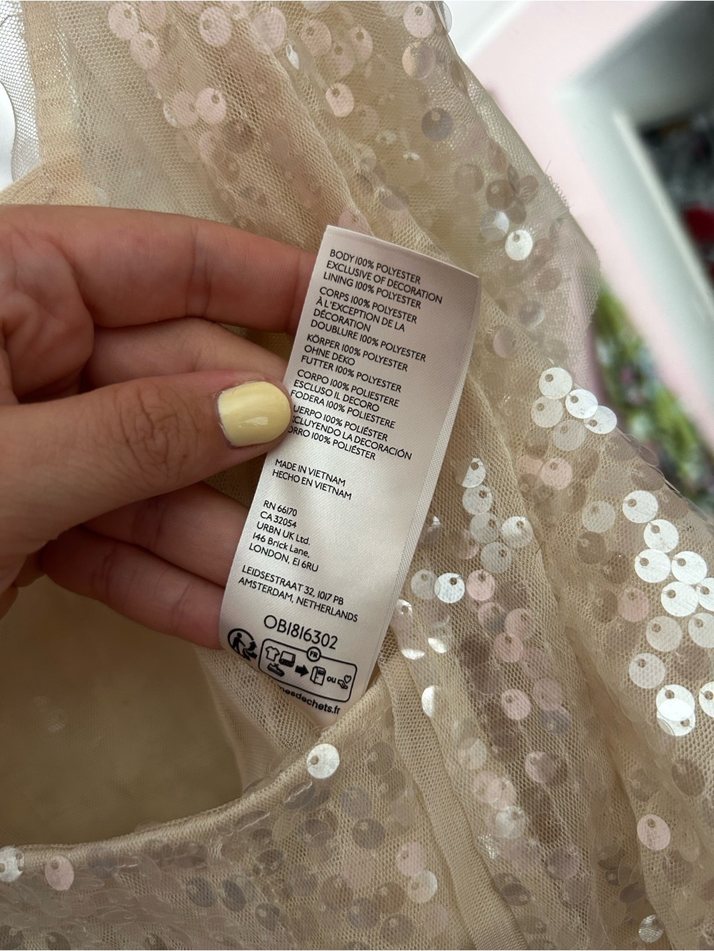 Anthropologie Iridescent Sequin Sheer Tulle Crop Top in Champagne - Picture 7 of 8